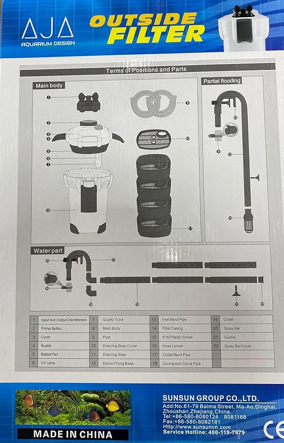 فلتر أسطواني AJA HW-304B مع معقم الأشعة فوق البنفسجية