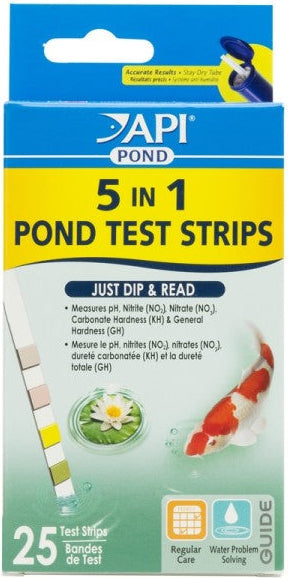 API Pond 5-in-1 Water Test Strips – 25 Count